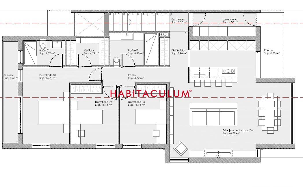 distribución planta vivenda